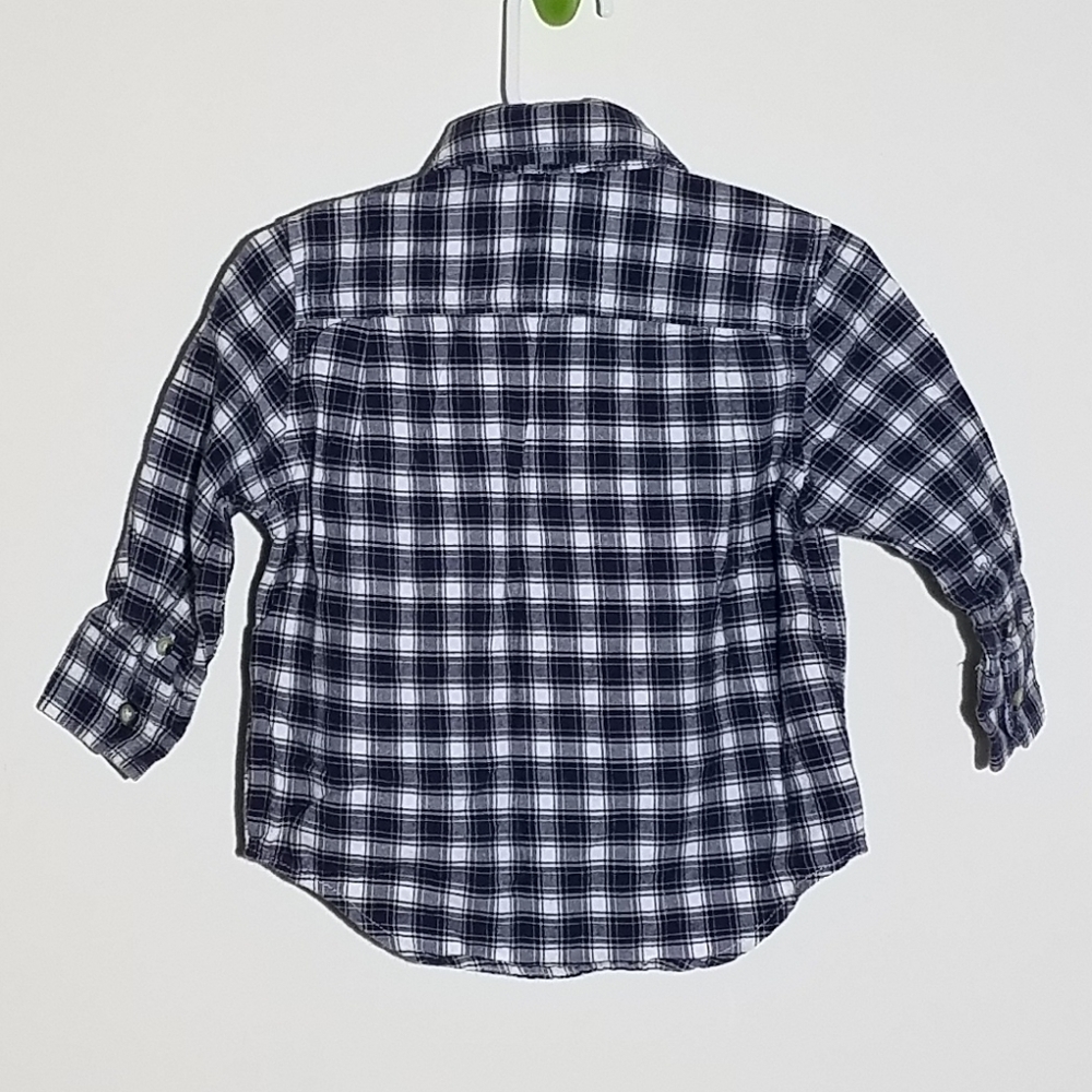 Gap Plaid Button Down Polo Shirt 12-18m - Picture 2 of 4